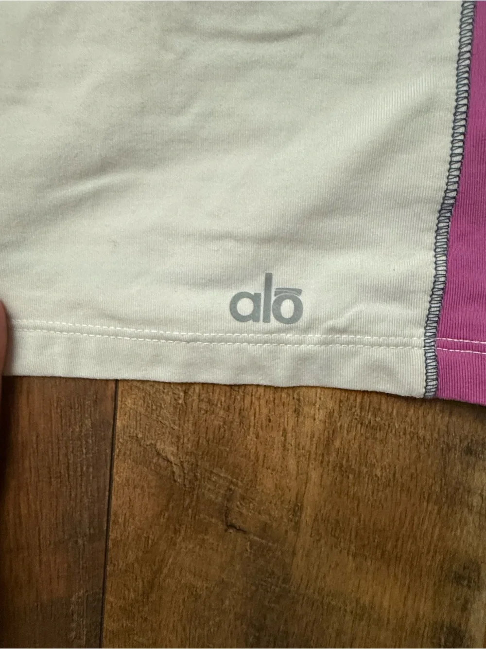 ALO Yoga White Racerback Tank with Navy Trim